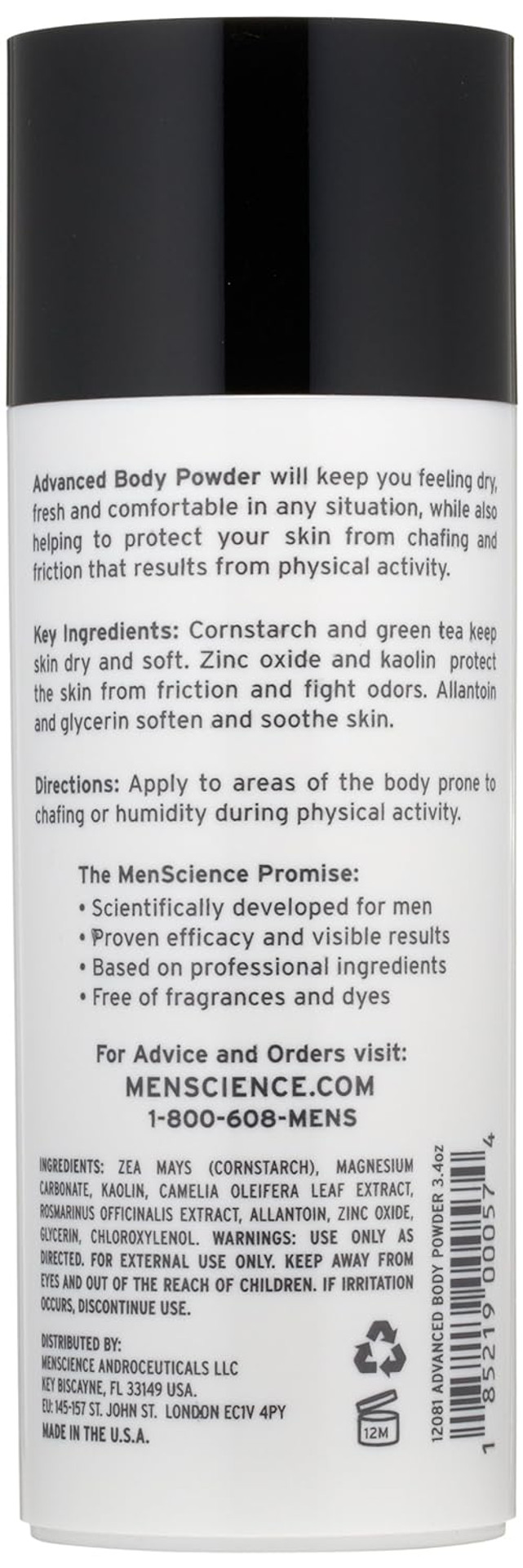 Menscience Androceuticals Advanced Body Powder, 3.4 Oz