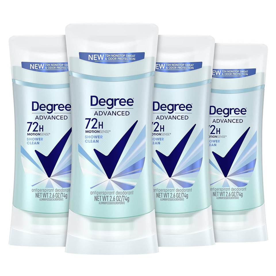 Degree Advanced Antiperspirant Deodorant 4 Count 72-Hour Sweat & Odor Protection Shower Clean Antiperspirant For Women With Motionsense Technology 2.6 Oz2.6 Ounce (Pack Of 4)