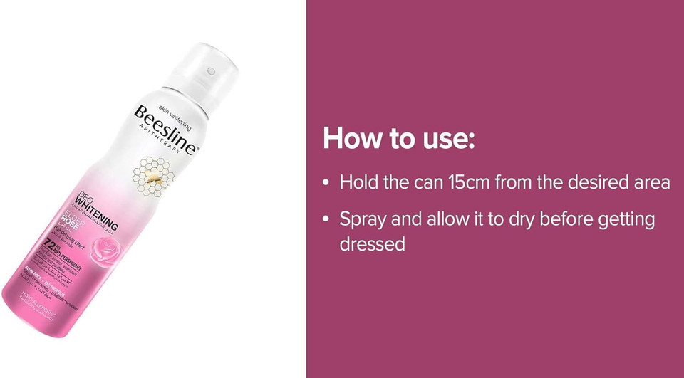 Beesline Deo Spray On Deodorant Alum Rock Bee Propolis - Elder Rose Alcohol Free 150Ml / 5.07 Oz