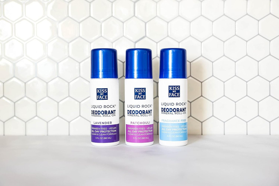 Kiss My Face Liquid Rock Aluminum Chlorohydrate Free Roll-On Deodorant, Patchouli, 3 Oz, Pack Of 6 (Packaging May Vary)