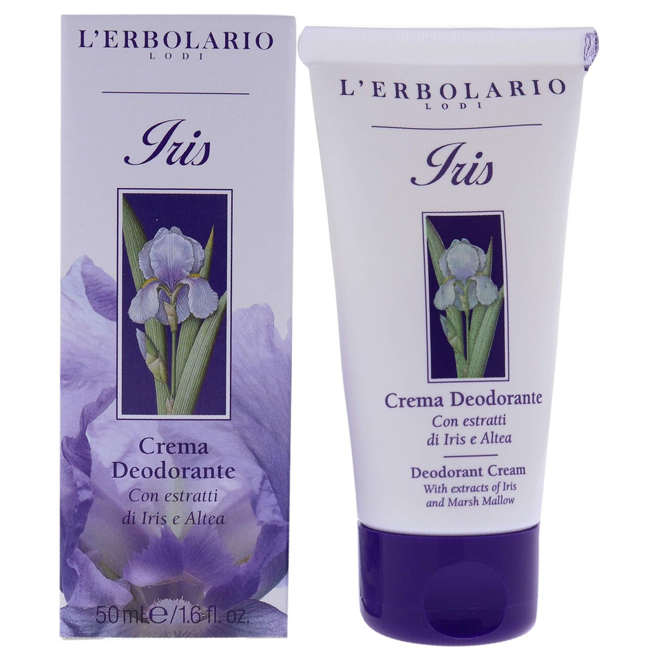 L'Erbolario - Iris - Deodorant Cream - Floral And Powdery Scent - Anti-Perspirant Properties - Maintains Freshness, Protects Skin - Made With Marshmallow, 1.6 Oz