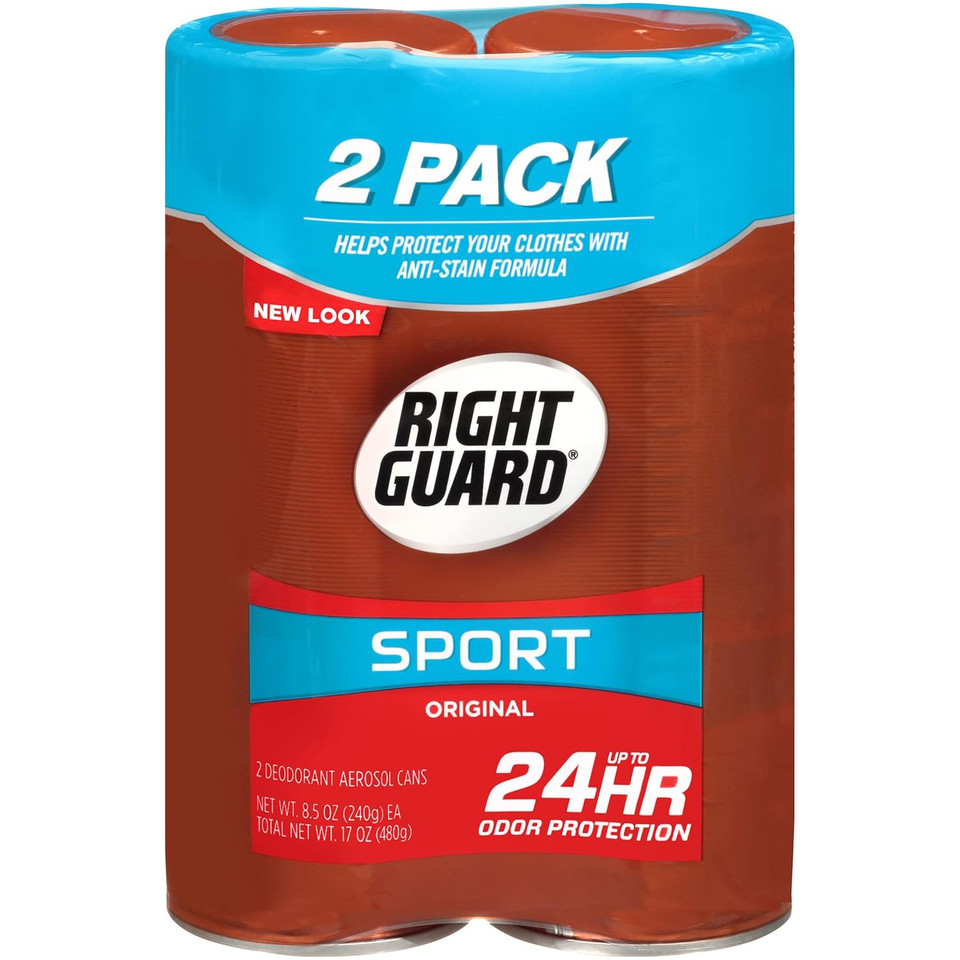 Right Guard Sport Deodorant Aerosol Spray, Original, 8.5 Ounce (Pack Of 2)