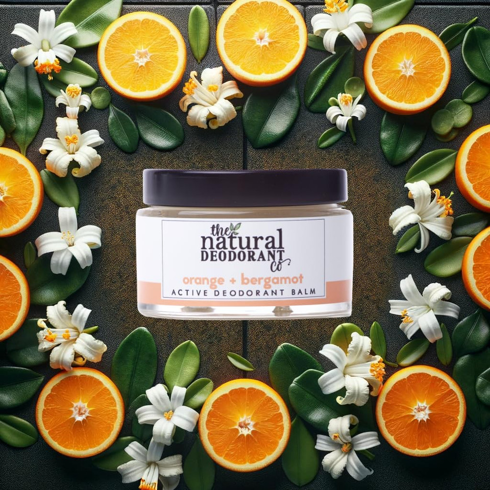 The Natural Deodorant Co, Active Deodorant Balm Orange & Bergamot 55G, Aluminium Free, Plastic Free, Extra Strength