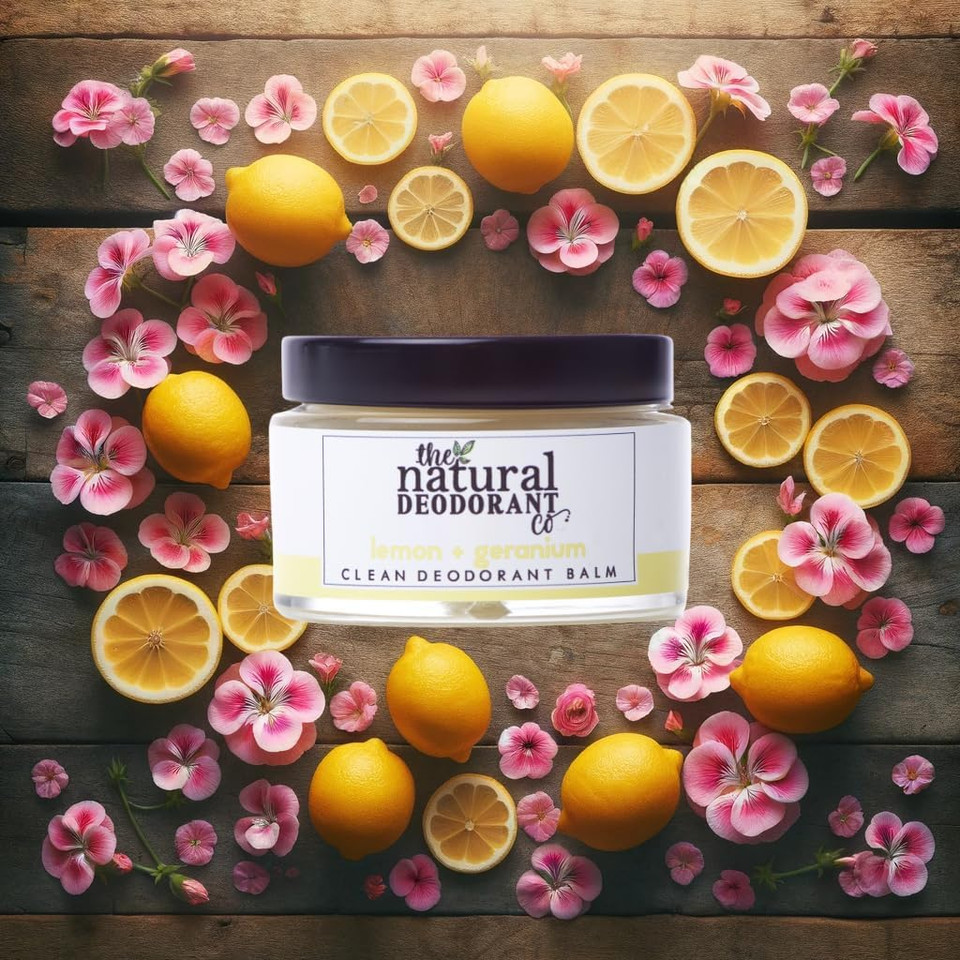 The Natural Deodorant Co, Clean Deodorant Balm Lemon & Geranium 55g, Aluminium Free, Plastic Free, All Day Protection