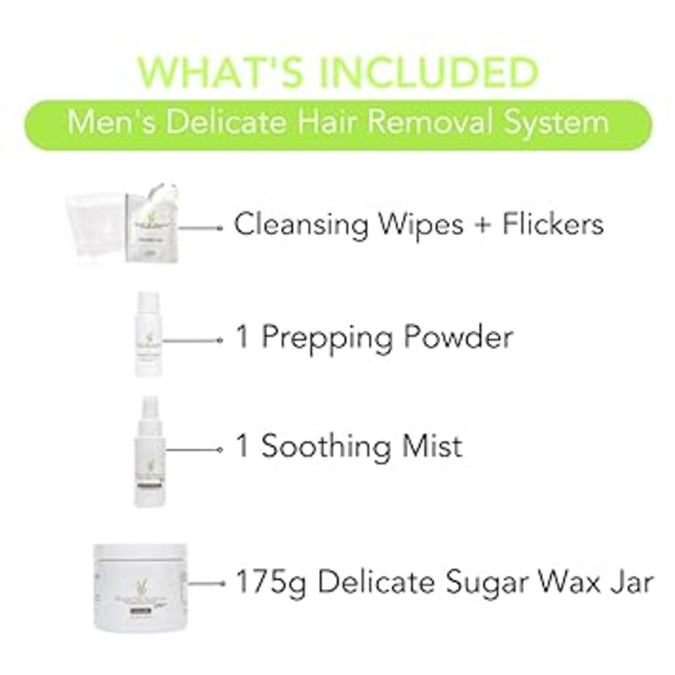Sugar Me Smooth Menã¢ÂS Delicate Body Sugar Wax Kit ÃÂ Gentle On Skin And Less Painful Hair Removal In A Simple System, No Strips, No Heat, Water Soluble All-Natural Solution For All Skin & Hair Types