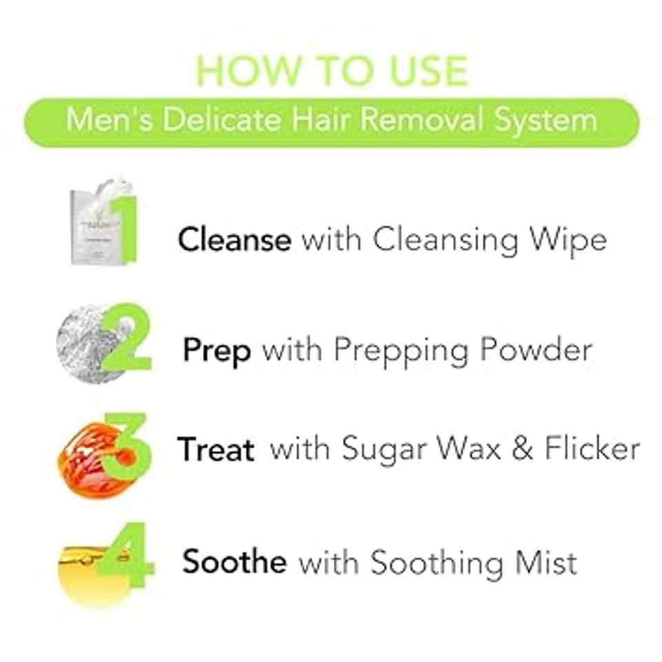 Sugar Me Smooth Menã¢ÂS Delicate Body Sugar Wax Kit ÃÂ Gentle On Skin And Less Painful Hair Removal In A Simple System, No Strips, No Heat, Water Soluble All-Natural Solution For All Skin & Hair Types