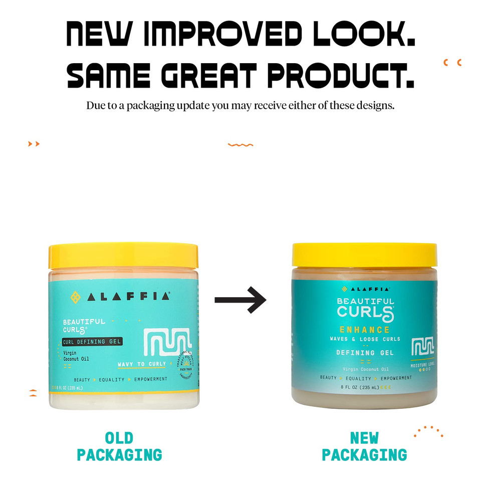 Alaffia Beautiful Curls Curl Enhance Defining Gel, Wavy To Curly Hair Products, Hair Gel To Coil, Twist And Braid, Natural With Shea Butter, Coconut Oil, Castor Oil & Aloe, 8 Fl Oz