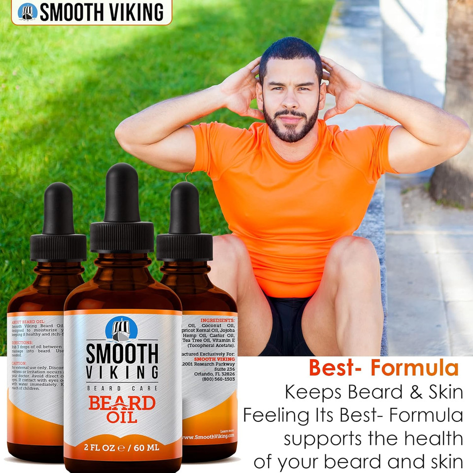 Beard Oil For Men - Smooth Viking Beard Oil Conditioner (2 Oz) - Soft And Itch-Free Beard & Mustache Oil, Moisturizing Oil With Argan Oil Formula To Groom Beard And Mustache & Soothe Dry Skin