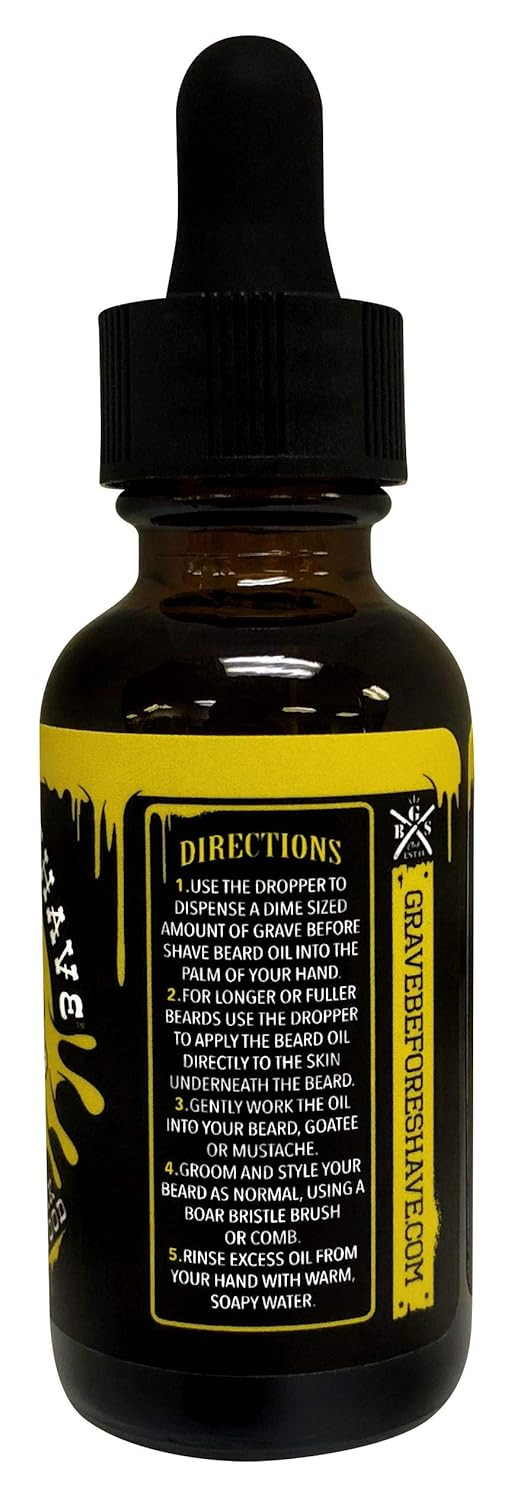 Grave Before Shave Teakwood Beard Oil 1 Oz. Bottle With Dropper Top Dispenser