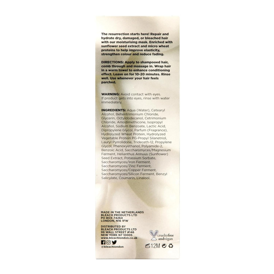 Bleach London Reincarnation Mask - Nutrient Rich, Repairs & Hydrates Dry, Damaged, Bleached Or Coloured Hair, Vegan, Cruelty Free, 6.7 Fl. Oz Bleach London Reincarnation Mask - Nutrient Rich, Repairs & Hydrates Dry, Damaged, Bleached Or Coloured Hair, Vegan, Cruelty Free, 6.7 Fl. Oz