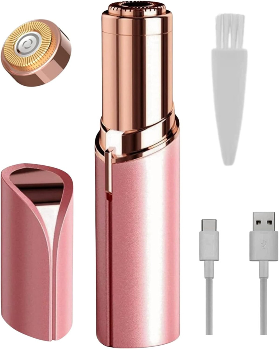 Facial & Body Hair Remover For Women, Electric Face Razor With Led Light For Instant And Painless, Safe Trimmer, Hair Face & Body, Upper Lip, Chin, Bikini, Safe And Compact (Rose/Gold)Rechargeable Rose/Gold