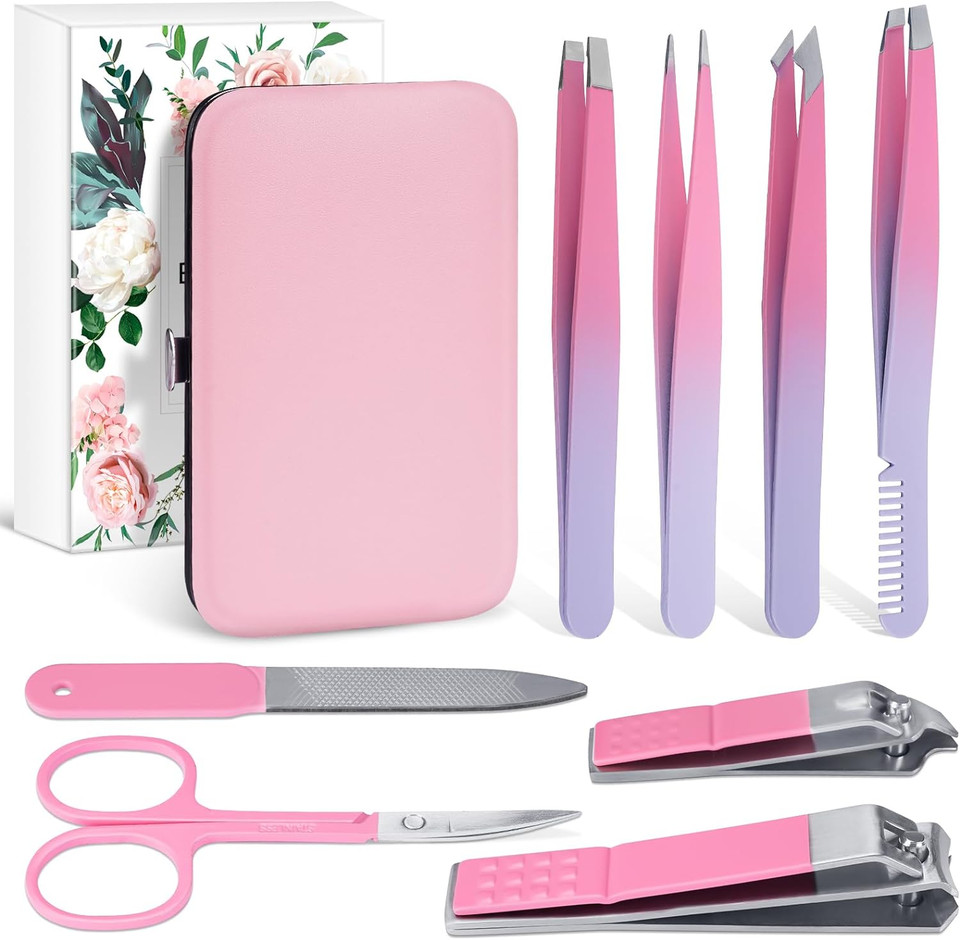 Tweezers Nail Clippers Gifts For Women: Professional Precision Tool Kit Set For Facial Hair Eyebrow Grooming Lash Extension Eyelash Care Ingrown Removal Christmas Stocking Stuffer Ideas (Travel Case)