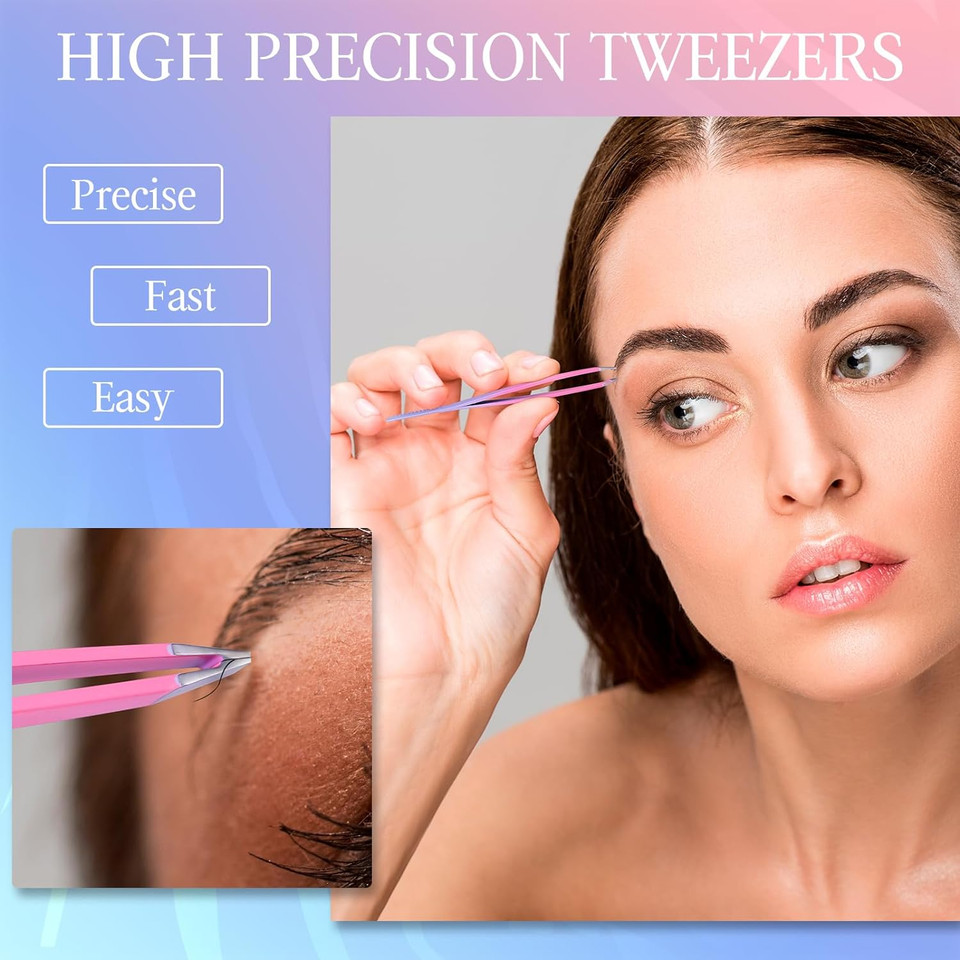 Tweezers Nail Clippers Gifts For Women: Professional Precision Tool Kit Set For Facial Hair Eyebrow Grooming Lash Extension Eyelash Care Ingrown Removal Christmas Stocking Stuffer Ideas (Travel Case)