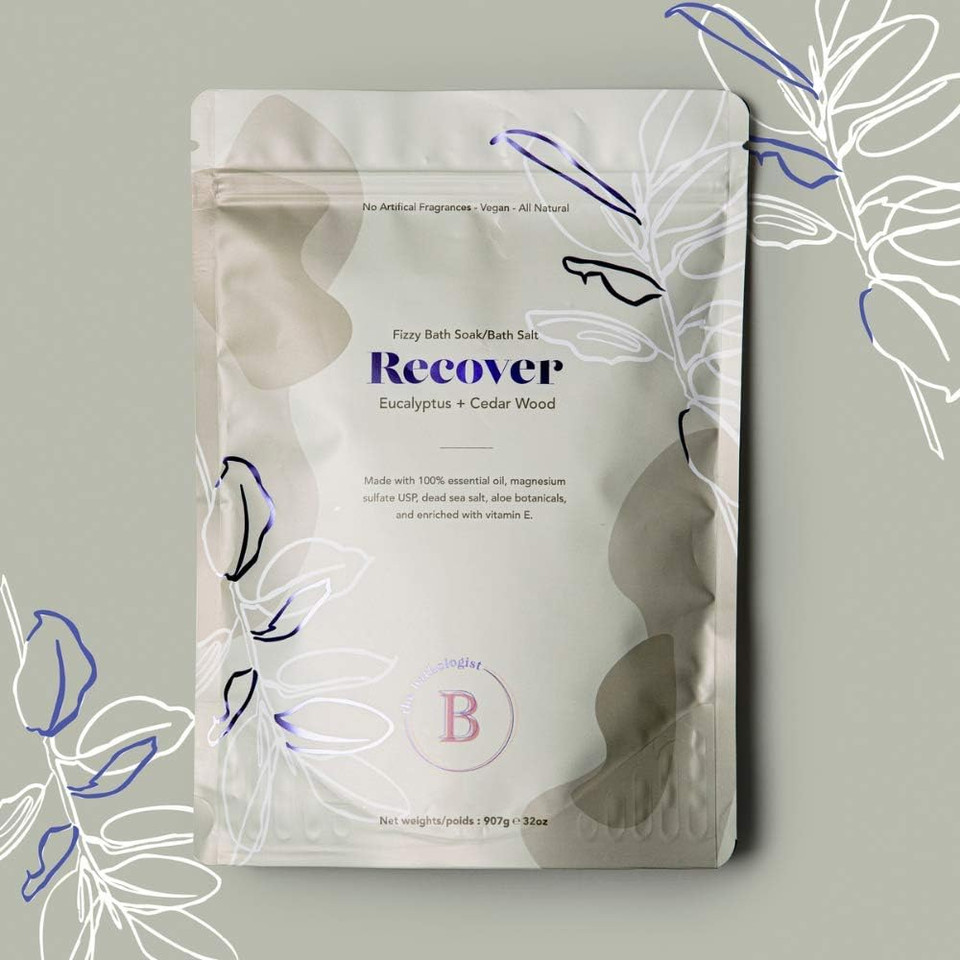 Recover Eucalyptus + Cedar Wood Vegan, All Natural, Fizzy Bath Soak 2Lb Bag (Good For 10+ Baths)