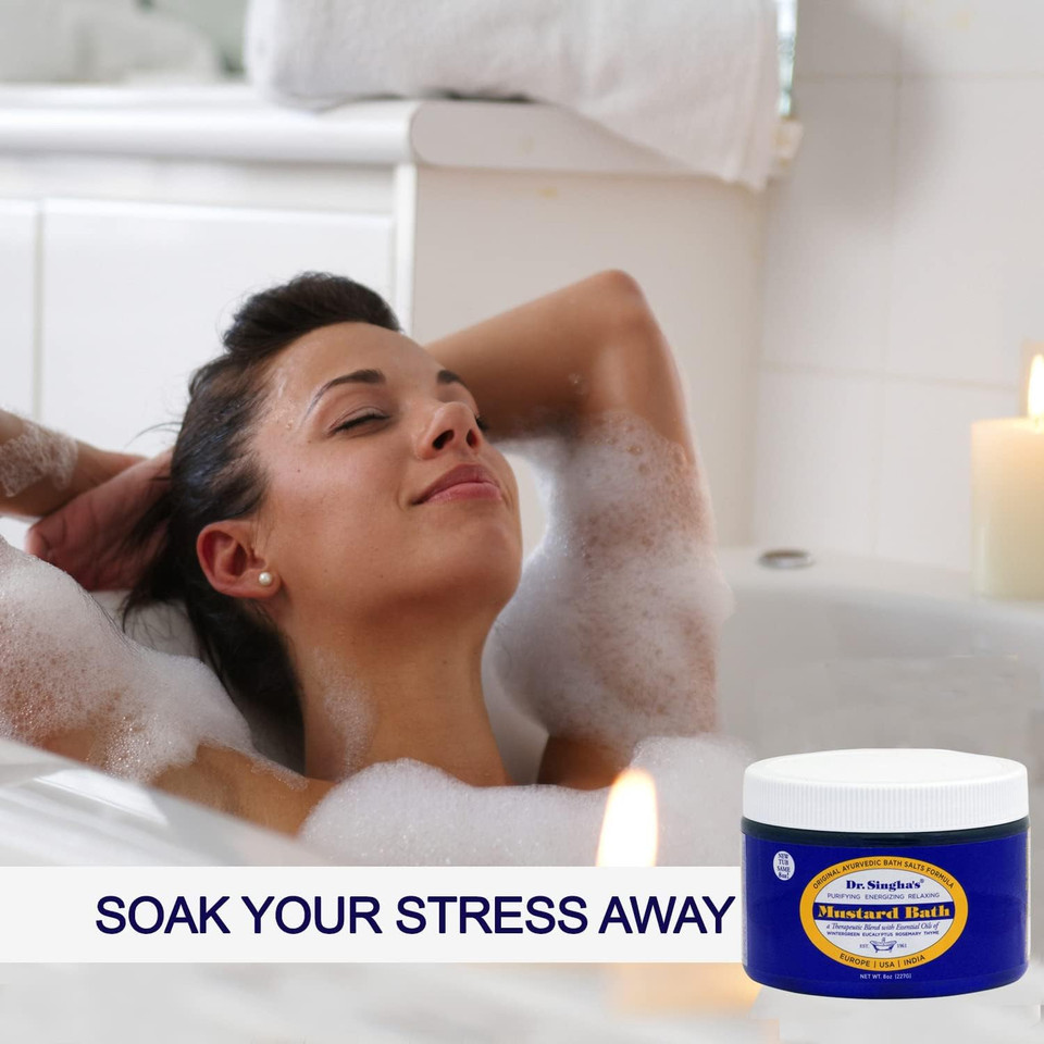 Dr. Singha'S Mustard Bath Salts, Therapeutic Bath Detox - Relaxing Bath Soak For Sore Muscles, Restless Nights, Aches, Stress & Tension (8 Ounce)8 Ounce (Pack Of 1)