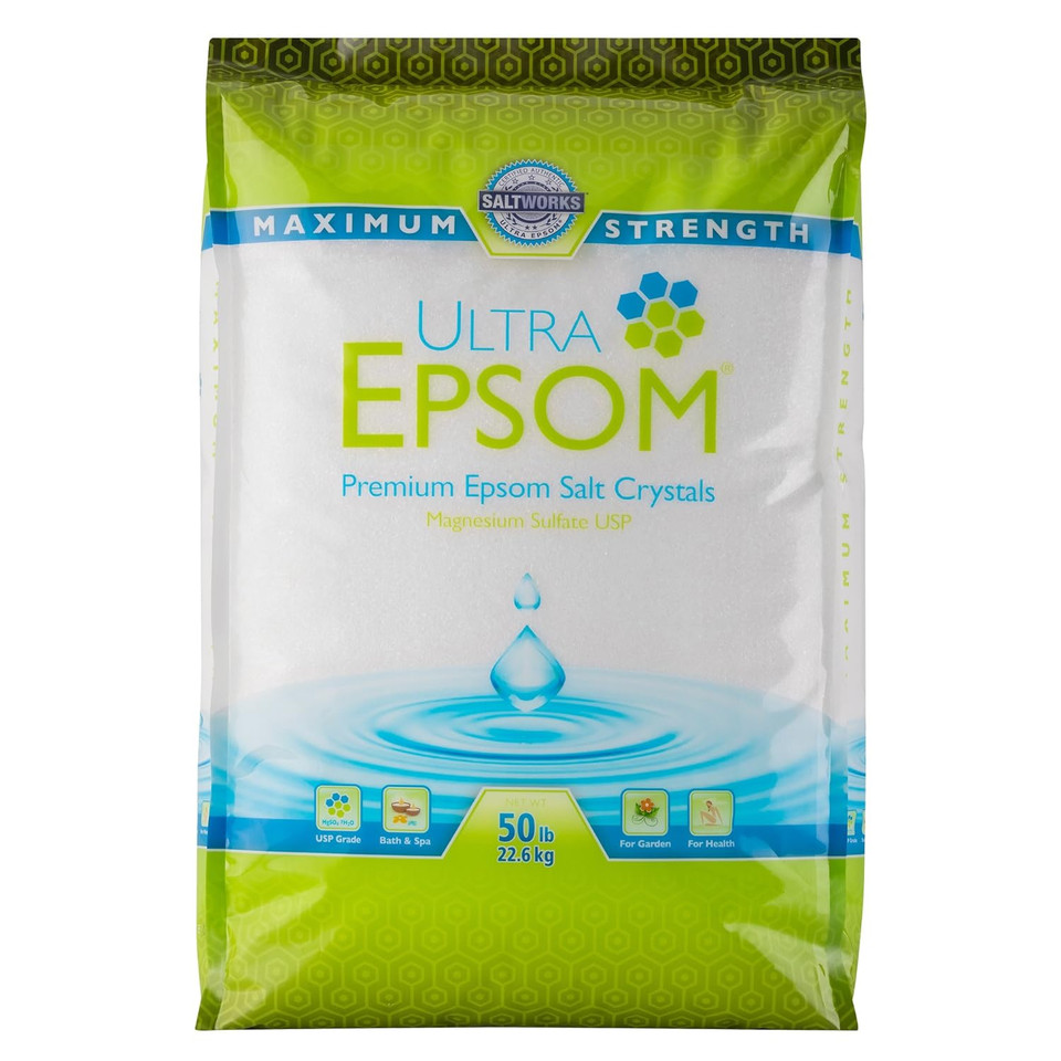 Saltworks Ultra Epsom Bath Salt, Unscented, Medium Grain, 50 Pound Bag50 Pound (Pack Of 1)