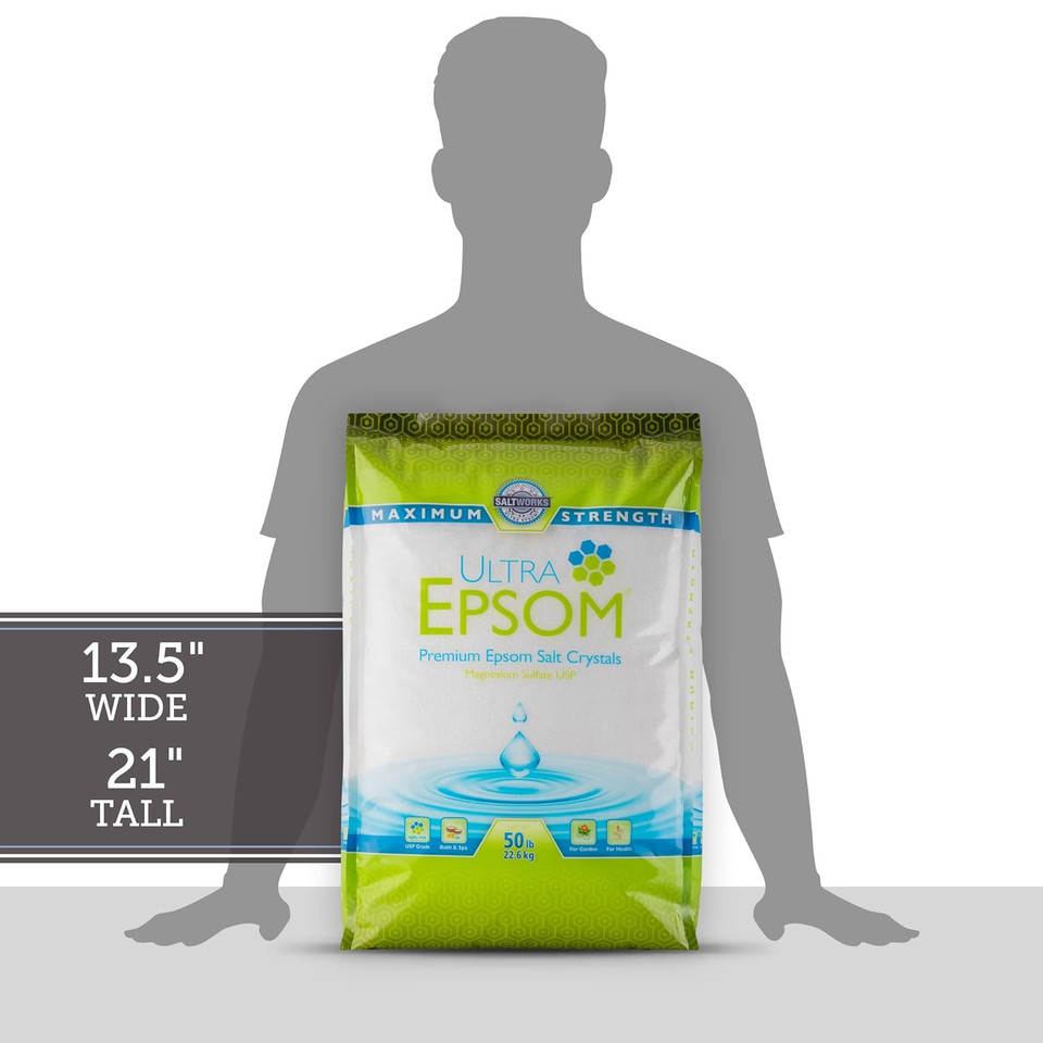 Saltworks Ultra Epsom Bath Salt, Unscented, Medium Grain, 50 Pound Bag50 Pound (Pack Of 1)
