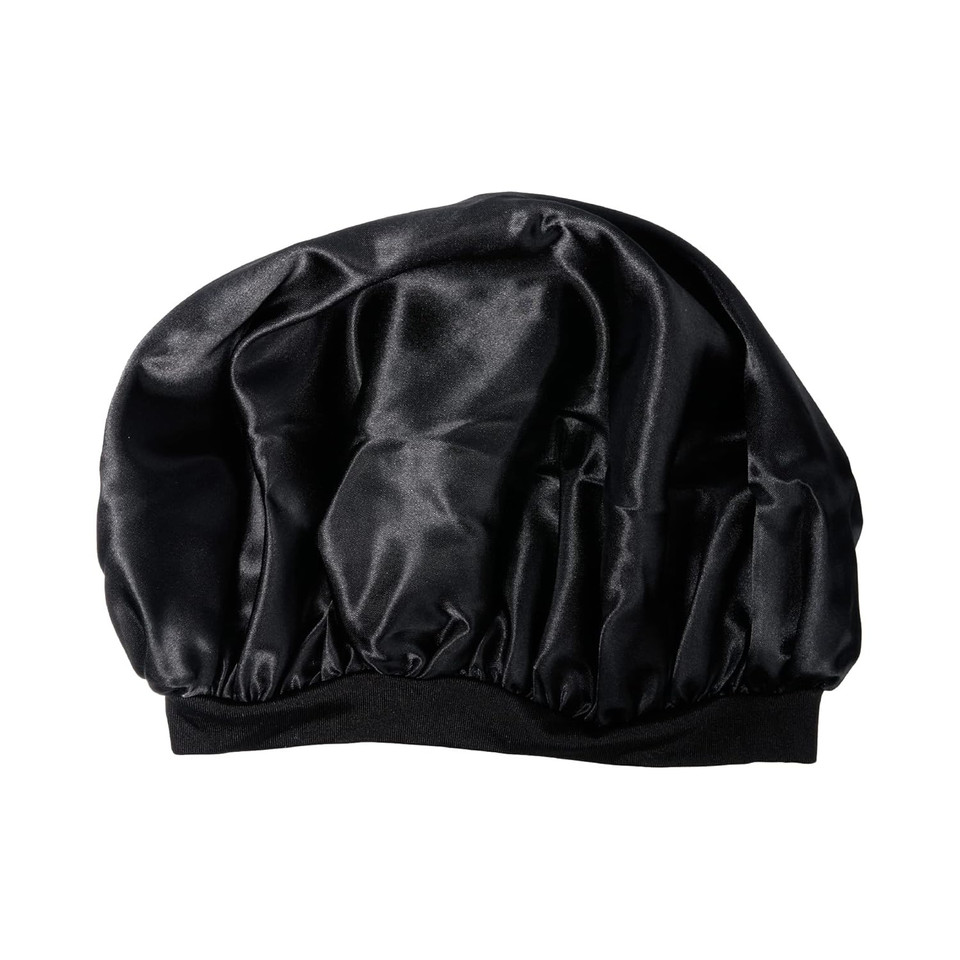 Red By Kiss Kids Satin Bonnet With Wide Band, Sleep Cap For Kids, Bonnet For Boys And Girls (Black)