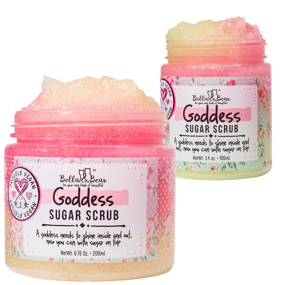 Bella & Bear Goddess Sugar Scrub Bundle Full Size And Travel Size 6.7 & 3.4Oz