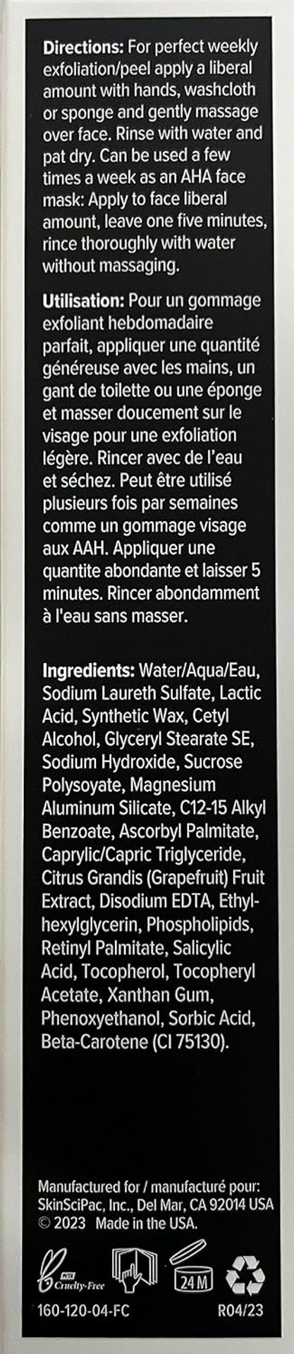 Priori Skincare 2Xfoliant Peel + Scrub For Face And Body Lactic Acid Retinol Vitamin C, E At-Home Microdermabrasion Anti-Irritant Dermatologist Tested