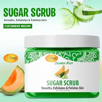 Spa Redi  Sugar Body Scrub, Cucumber Melon, 16 Oz, Exfoliating, Moisturizing, Hydrating And Nourishing, Glow, Polish, Smooth And Fresh Skin - Body Exfoliator