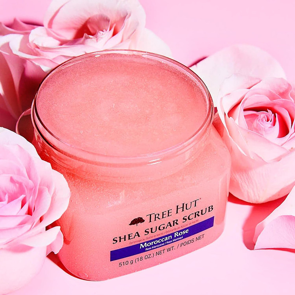 Tree Hut Shea Sugar Scrub Moroccan Rose, 18Oz, Ultra Hydrating And Exfoliating Scrub For Nourishing Essential Body Care (Pack Of 3)