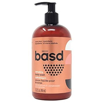 Basd Organic Moisturizing Body Wash, Refreshing Citrus Grapefruit, Natural Skin Care, Vegan, Hypoallergenic, 15.2 Ounce Bottle