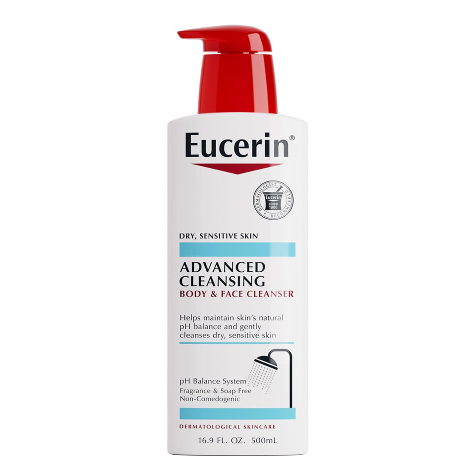 Eucerin Advanced Cleansing Body & Face Cleanser - Fragrance & Soap Free For Dry, Sensitive Skin - 16.9 Fl. Oz Bottle