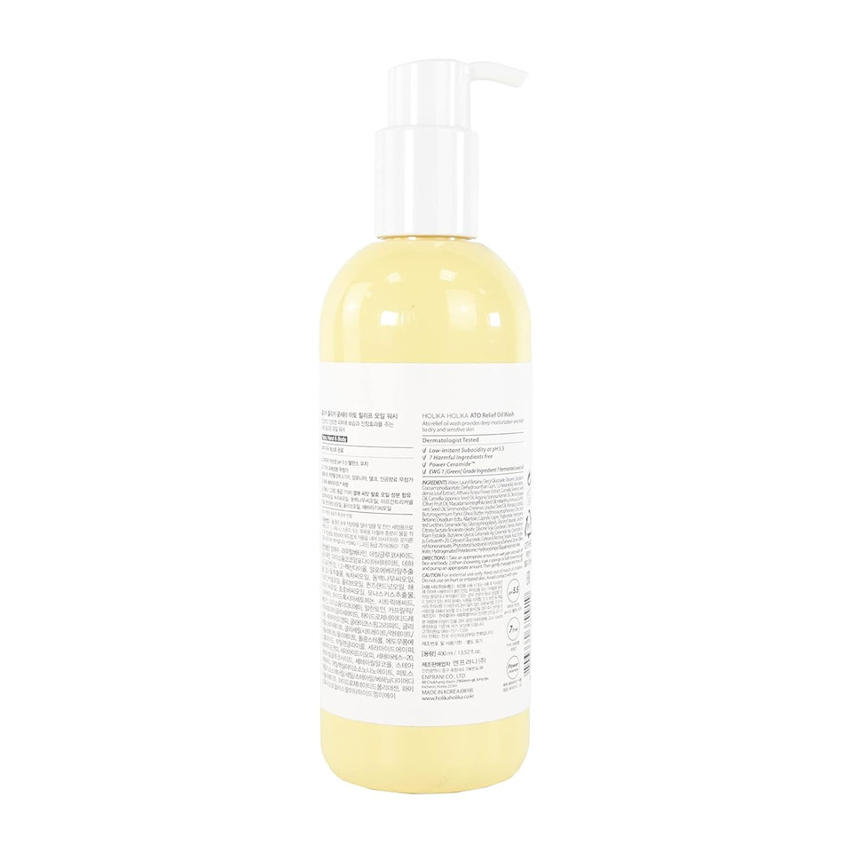 Holika Holika Good Cera Ato Relief Oil Wash 13.52 Fl Oz | Bath Oil & Body Wash Moisturizing Skin W/Fermented Ceramides | Hydrating Body Wash Sensitive Skin Compatible Shower Gel