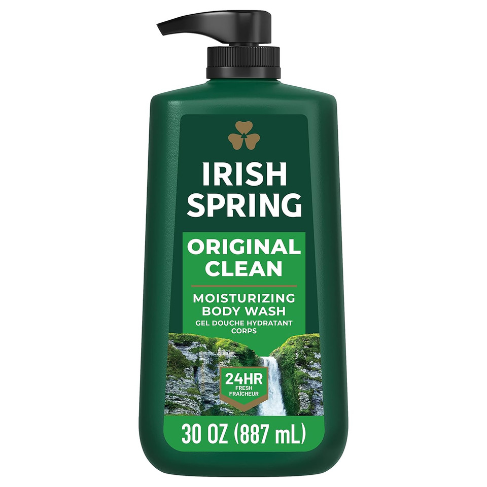 Irish Spring Men'S Body Wash Pump, Original Clean Body Wash For Men, Smell Fresh And Clean For 24 Hours, Cleans Body, Hands, And Face, Made With Biodegradable Cleansing Ingredients, 30 Oz Pump