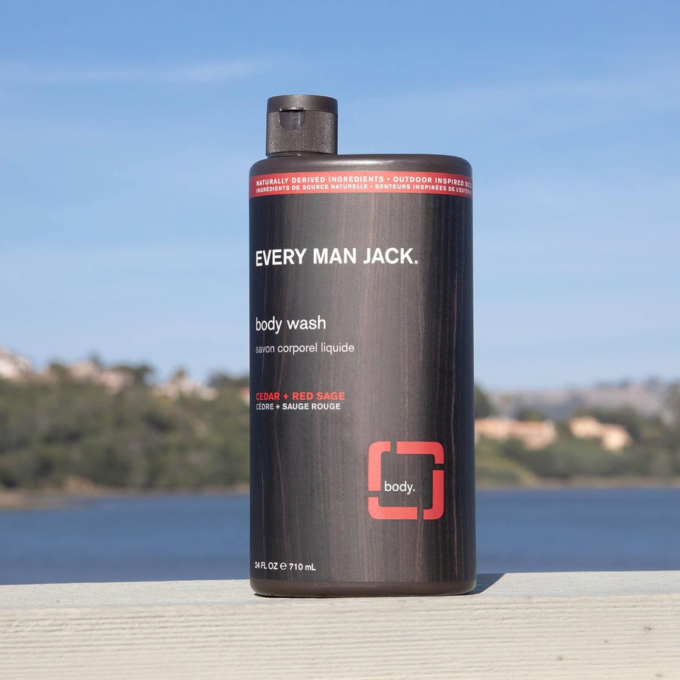 Every Man Jack Menã¢ÂS Body Wash + Deodorant Set - Cleanse All Skin Types And Fight Odors With Naturally Derived Ingredients And A Cedar + Red Sage Scent - 24Oz. Body Wash Twin Pack + Deo Twin Pack