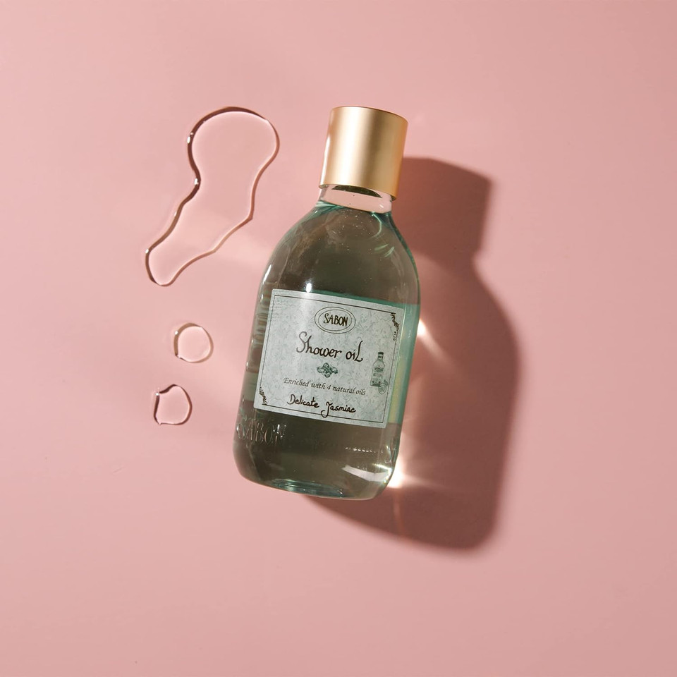 Sabon Shower Oil  Delicate Jasmine | Luxurious Body Wash | Bergamot, Ylang, Rose | Enriched With 4 Natural Oils | For All Skin Types | 10.5 Fl Oz