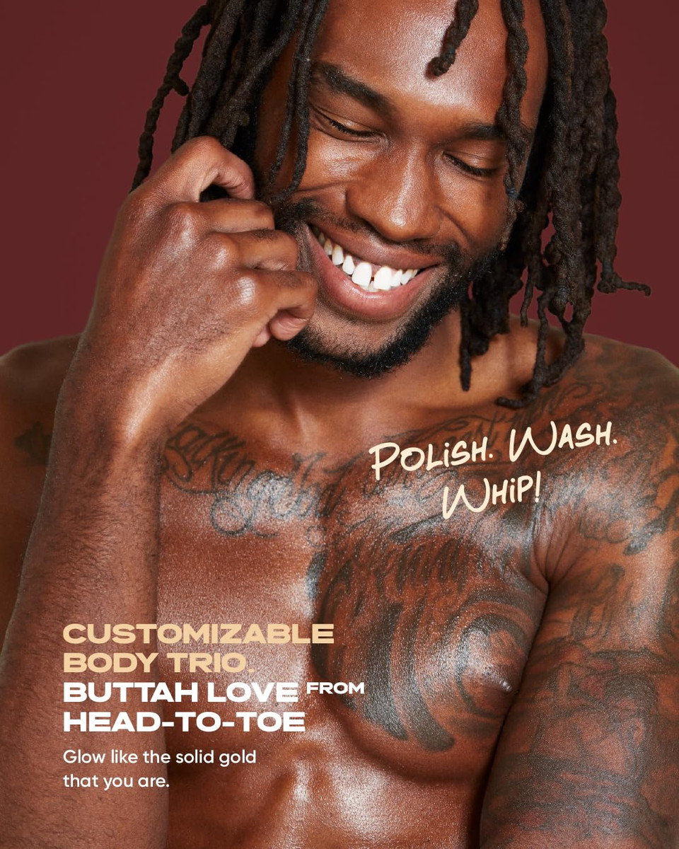 Buttah Skin By Dorion Renaud Buttah Body Trio For Melanin Rich Skin | Egyptian Cocoshea Body Wash 10Oz | Oatmeal Shea Bar 100G | Whipped Body Butter 4Oz | Black Owned Skincare For Men & Women