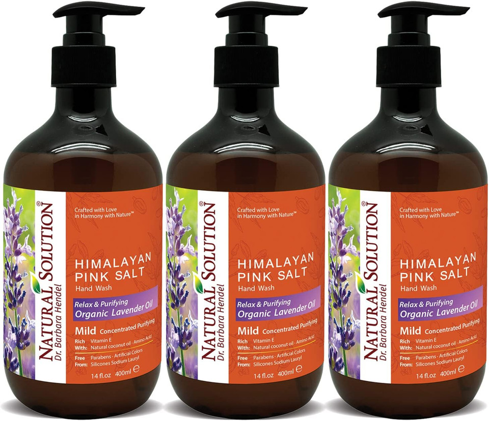Natural Solution Hand Soap, Made With Himalayan Pink Salt & Lavender Extracts, Nourishing & Moisturizing, Natural Liquid Hand Soap - 14 Oz (Pack Of 3)
