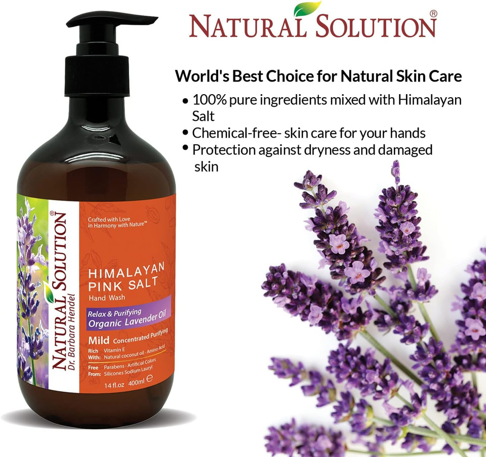 Natural Solution Hand Soap, Made With Himalayan Pink Salt & Lavender Extracts, Nourishing & Moisturizing, Natural Liquid Hand Soap - 14 Oz (Pack Of 3)