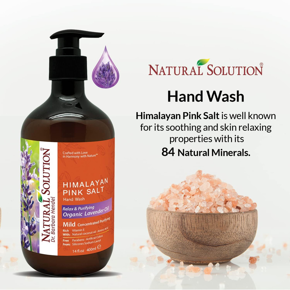 Natural Solution Hand Soap, Made With Himalayan Pink Salt & Lavender Extracts, Nourishing & Moisturizing, Natural Liquid Hand Soap - 14 Oz (Pack Of 3)