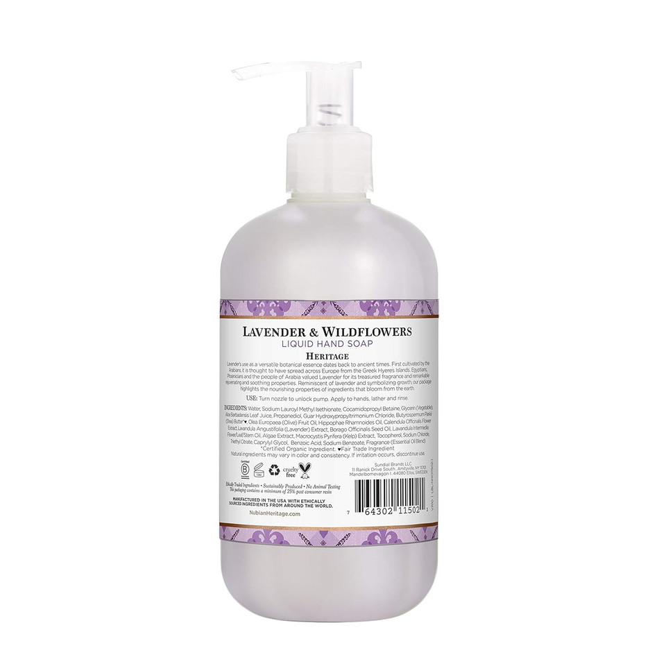 Nubian Heritage Hand Wash To Cleanse & Nourish Lavender & Wildflowers Nourishing Hand Soap 12.3 Oz 3 Count
