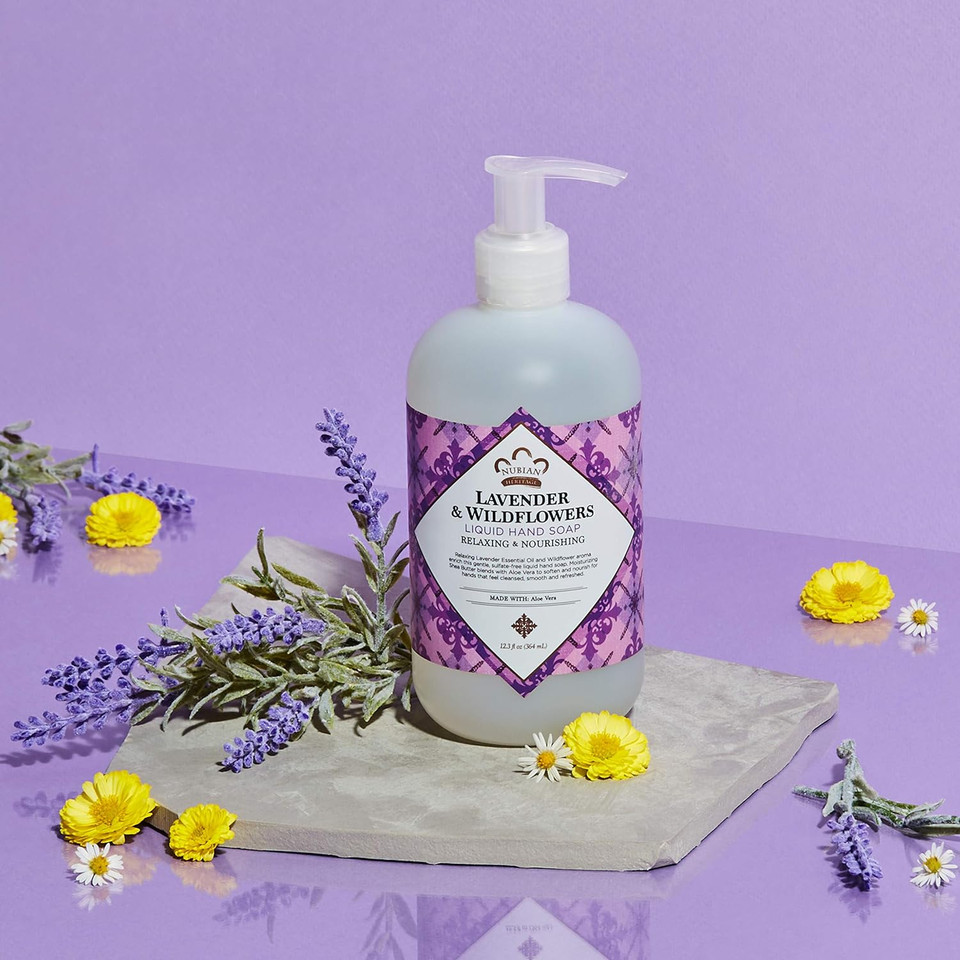 Nubian Heritage Hand Wash To Cleanse & Nourish Lavender & Wildflowers Nourishing Hand Soap 12.3 Oz 3 Count