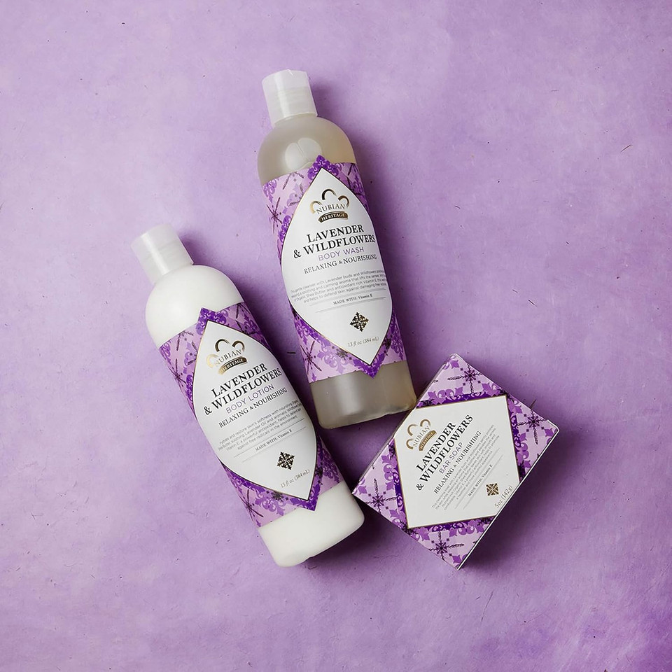 Nubian Heritage Liquid Hand Soap For Dry Hands Lavender And Wildflowers Cruelty-Free Skin Care 12.3 Oz, 2090611