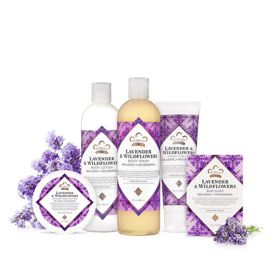 Nubian Heritage Liquid Hand Soap For Dry Hands Lavender And Wildflowers Cruelty-Free Skin Care 12.3 Oz, 2090611