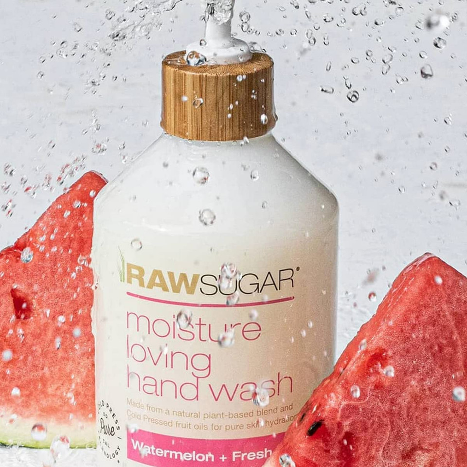 Raw Sugar Hand Wash Variety Bundle - Lemon Sugar, Watermelon + Fresh Mint, Pineapple + Maqui Berry + Coconut & Raw Coconut + Mango, Formulated Without Sulfates & Parabens (16.9 Fl. Oz, Pack Of 4)