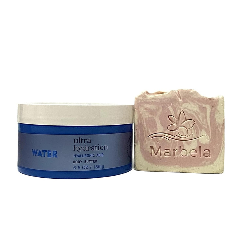 Bath & Body Works Water Ultra Hydration With Hyaluronic Acid Body Butter With A Himalayan Salts Spring Sample Soap