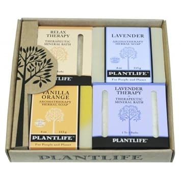 Plantlife Relax Salt Combo 4-Pack (Relax, Vanilla Orange, And Two Lavenders) Bar Soap - Moisturizing And Soothing Soap For Your Skin - Hand Crafted Using Plant-Based Ingredients - Made In California 4Oz Bar