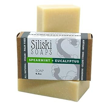 Simple Skincare By Siliski Soap, Hard, Gentle, Bath Soap, All Natural, Vegan And Palm Free -Spearmint + Eucalyptus, 4.5 Oz