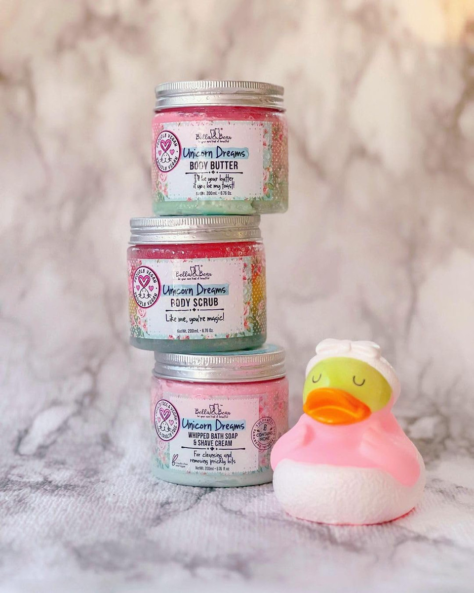 Unicorn Dreams Body Scrub, Whipped Bath Soap & Body Butter Bundle