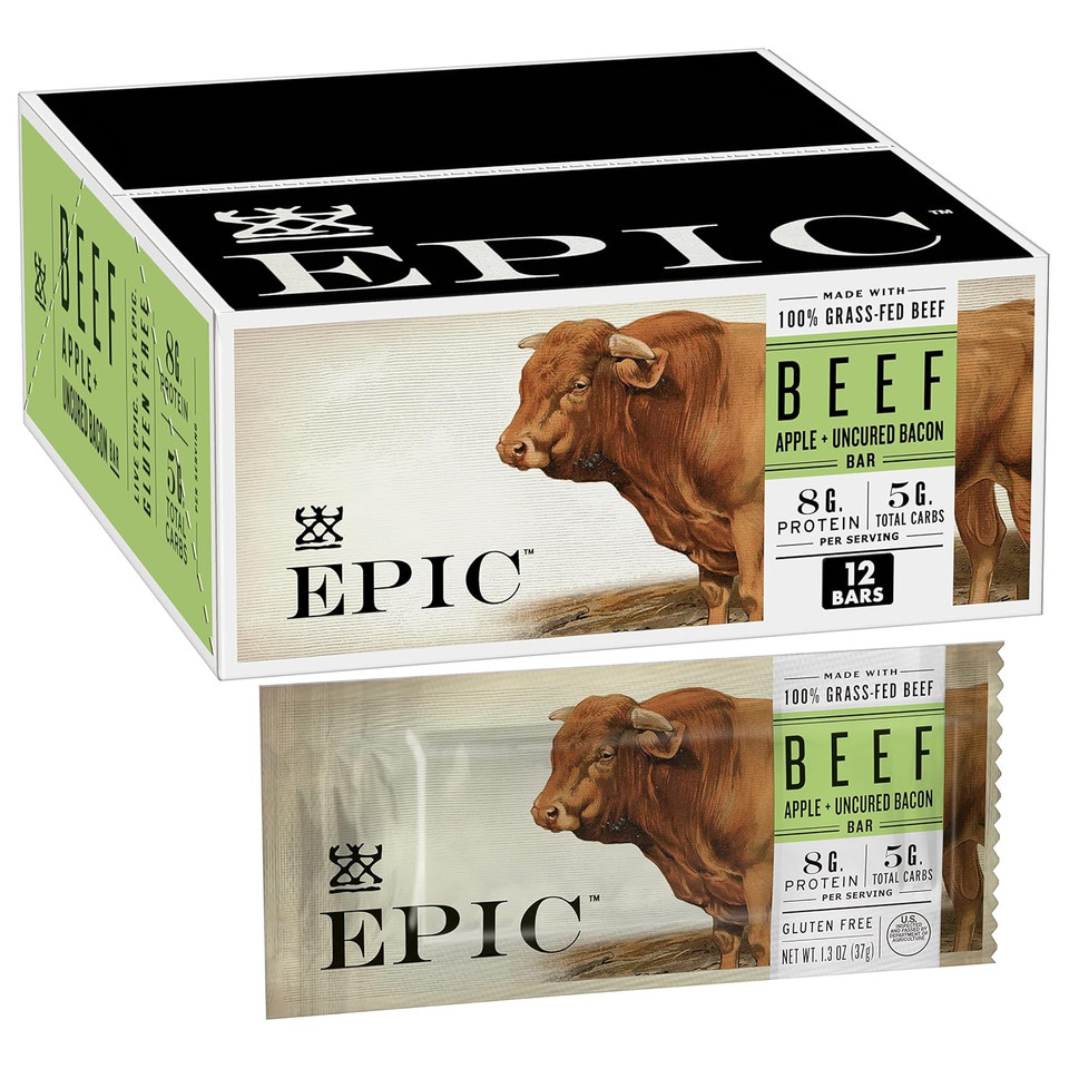 Epic Uncured Bacon Protein Bars, Paleo Friendly, 12 Ct, 1.5 Oz Bars