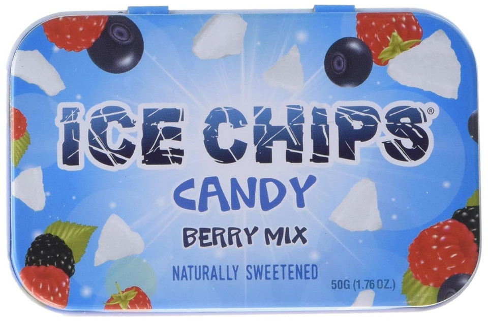 Ice Chips Candy Hand Crafted Tin Juicy Berry Mix Candy, 1.76 Ounce