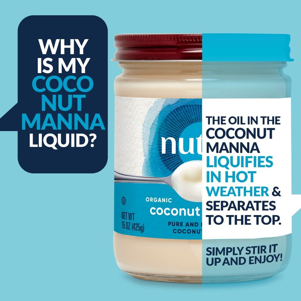 Nutiva Organic Coconut Manna Purã£Â©Ed Coconut Butter, 15 Oz (Pack Of 2), Usda Organic, Non-Gmo, Whole 30 Approved, Vegan, Gluten-Free & Keto, Creamy Spread To Boost Smoothies & Oatmeal