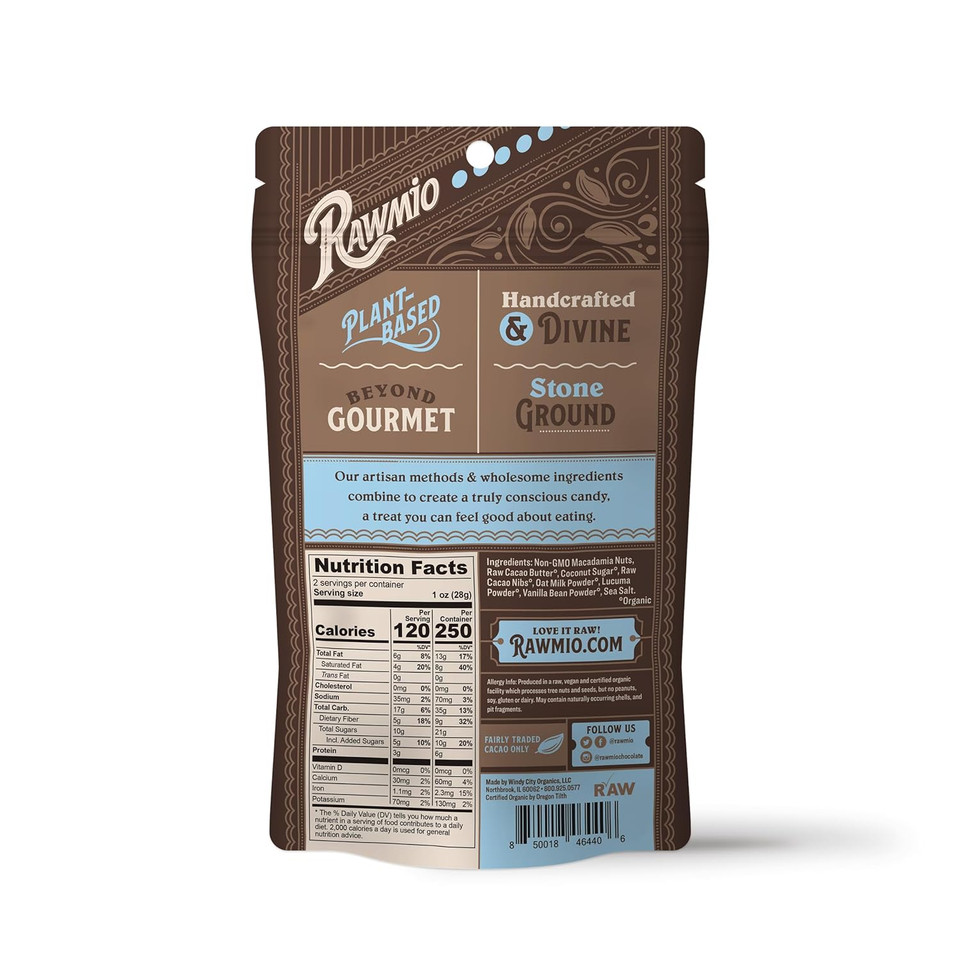 Rawmio Oat Milk Chocolate Covered Macadmia - Organic, Raw, Vegan, Gluten-Free - 1 Packs, 2 Oz1 Count (Pack Of 1)