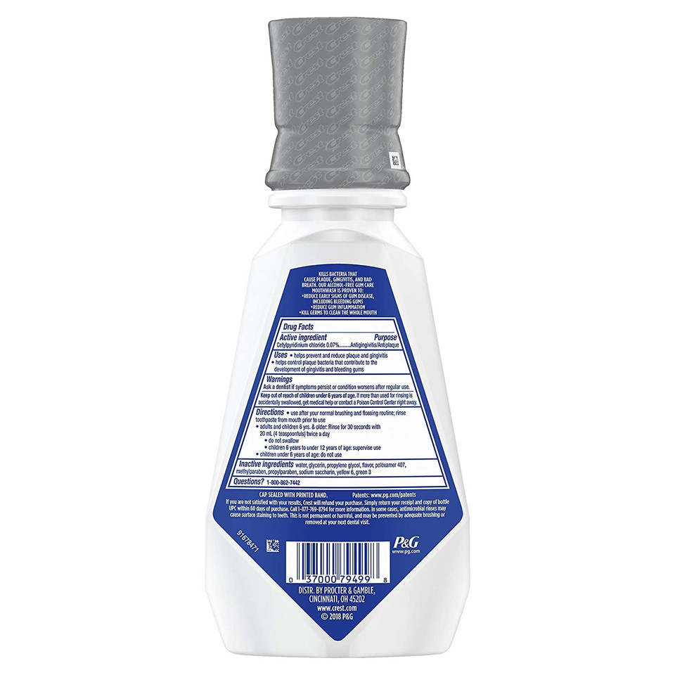 Crest Gum Care Mouthwash, Cool Wintergreen, Cpc (Cetylpyridinium Chloride) Antigingivitis/Antiplaque Oral Rinse 16.9 Fl Oz (Pack Of 4)